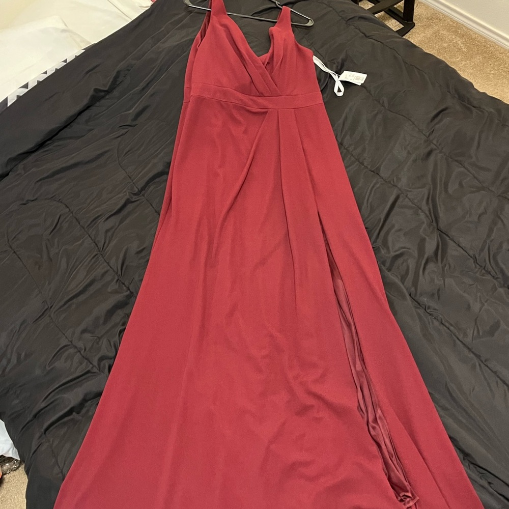 David’s Bridals Bridesmaid Dress-wine